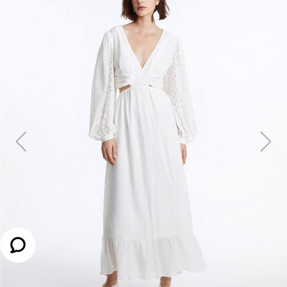 NWT Urban Revivo White Cut Out Ruffle Hem Dress - size Small - Picture 3 of 7